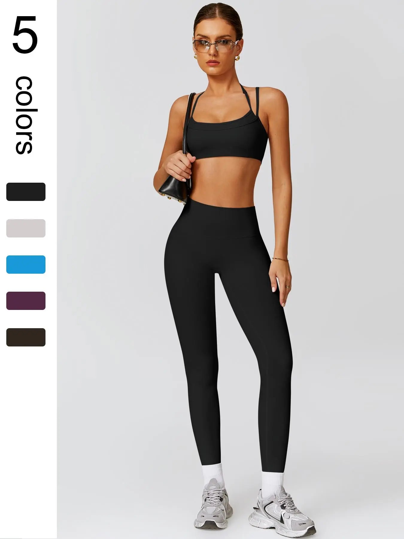 Women'S Sports Bra Pants Set Detachable Chest Cushion Hip Lifting All Season Tight Yoga Suit Golf Tennis Outdoor Running Cycling Hiking Walking Gym Sports Training Fashionable and Versatile Workout Running Clothes