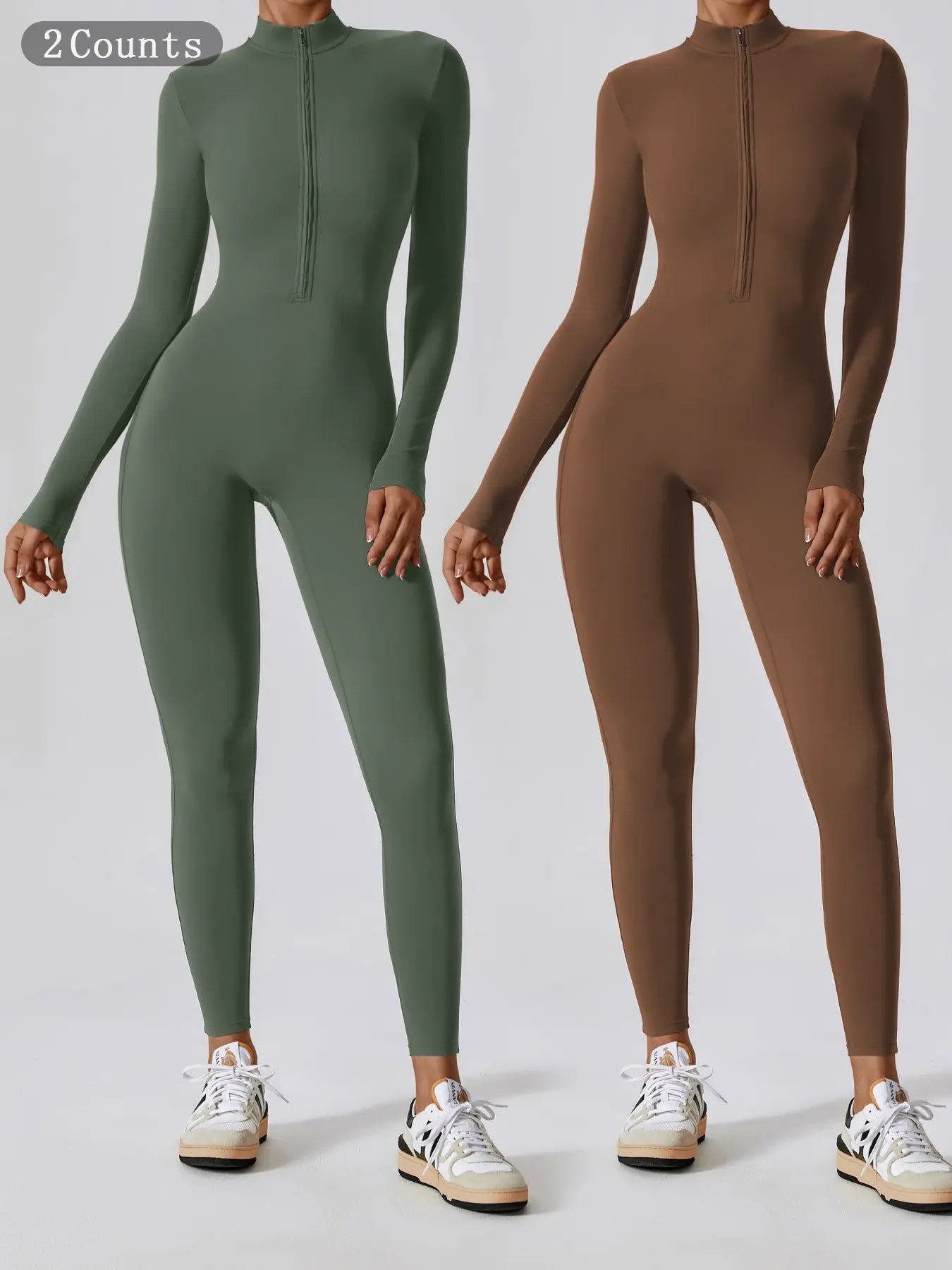 Women'S Solid Zip up Long Sleeve Sports Jumpsuit, Casual Sporty Comfy Jumpsuit for Yoga Gym Workout, Ladies Sportswear for All Seasons, All Season Activewear