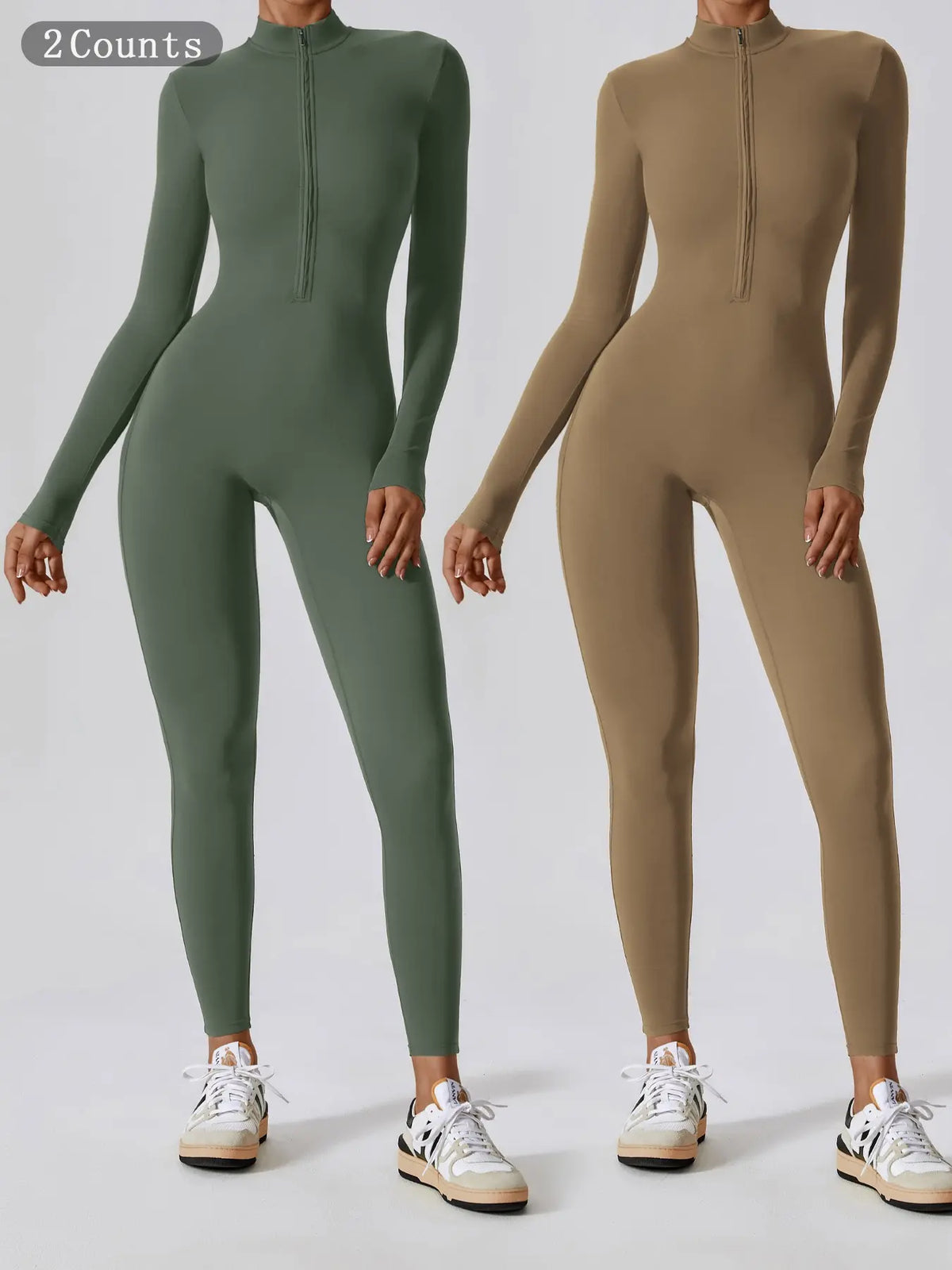 Women'S Solid Zip up Long Sleeve Sports Jumpsuit, Casual Sporty Comfy Jumpsuit for Yoga Gym Workout, Ladies Sportswear for All Seasons, All Season Activewear