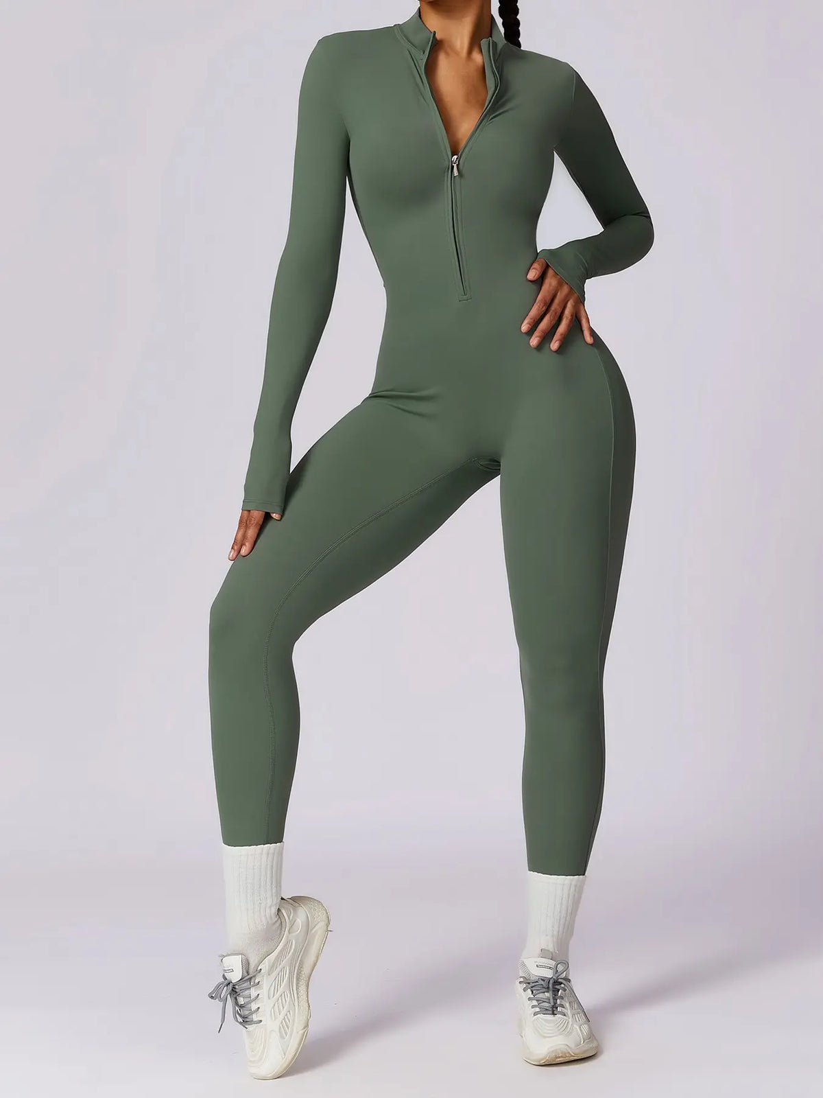 Women'S Solid Zip up Long Sleeve Sports Jumpsuit, Casual Sporty Comfy Jumpsuit for Yoga Gym Workout, Ladies Sportswear for All Seasons, All Season Activewear