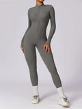 Women'S Solid Zip up Long Sleeve Sports Jumpsuit, Casual Sporty Comfy Jumpsuit for Yoga Gym Workout, Ladies Sportswear for All Seasons, All Season Activewear