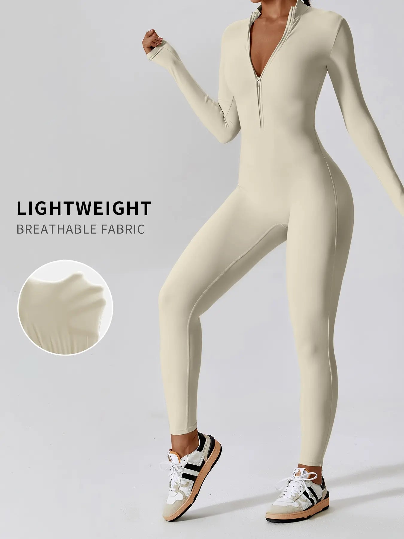 Women'S Solid Zip up Long Sleeve Sports Jumpsuit, Casual Sporty Comfy Jumpsuit for Yoga Gym Workout, Ladies Sportswear for All Seasons, All Season Activewear